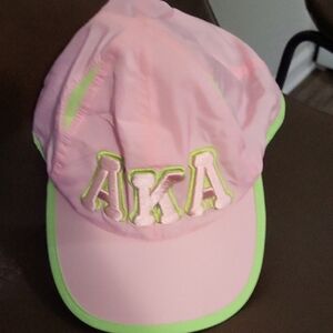 Pink Cap with Green Accents and AKA Embroidery